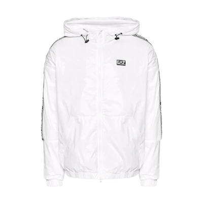 Emporio Armani EA7 SS22 White Logo Patch Striped Zip Jacket 3LPB29-PNR4Z-0100