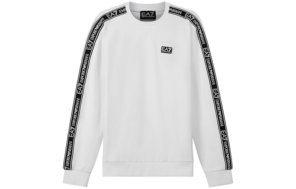 Emporio Armani EA7 SS22 White Logo Print Crewneck Long Sleeve Sweatshirt 3LPM39-PJ05Z-0100
