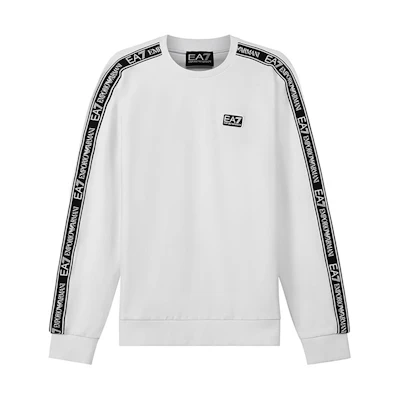 Emporio Armani EA7 SS22 White Logo Print Crewneck Long Sleeve Sweatshirt 3LPM39-PJ05Z-0100