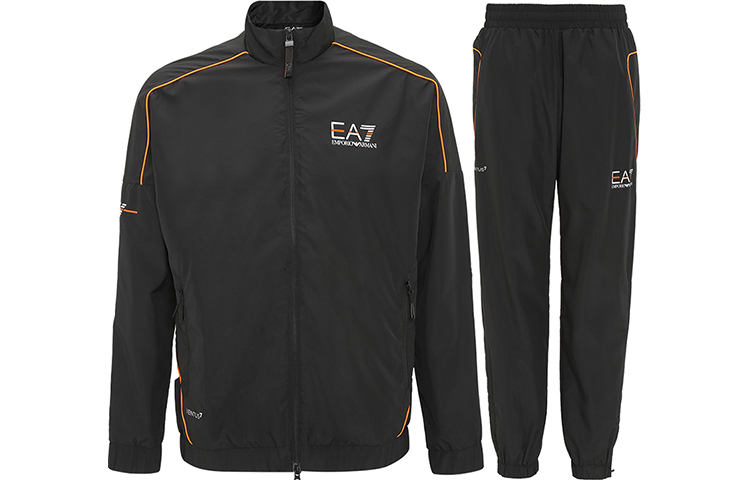 Emporio Armani EA7 SS23  Black Embroidered Logo Tracksuit with Zipper. 3RPV05-PNP6Z-1200