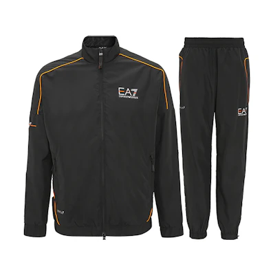 Emporio Armani EA7 SS23 Black Embroidered Logo Tracksuit with Zipper. 3RPV05-PNP6Z-1200