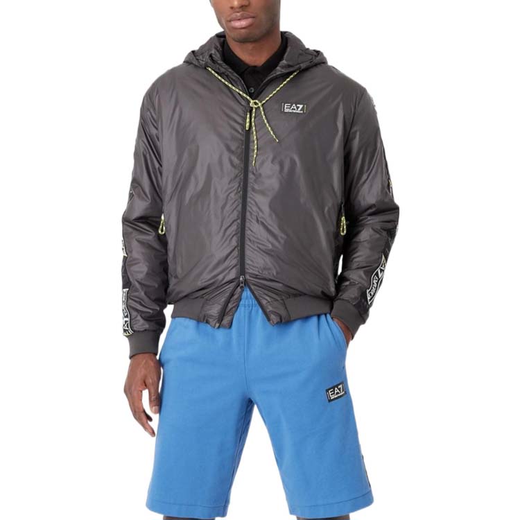 Purchase Emporio Armani EA7 SS23 黑色标志印花连帽棉夹克 3RPB05-PN5ZZ-1200