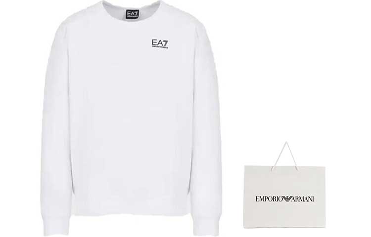 Shop 엠포리오 아르마니 EA7 SS23 레터 프린트 캐주얼 크루넥 긴팔 스웨트셔츠 3RPM18-PJLSZ-0208