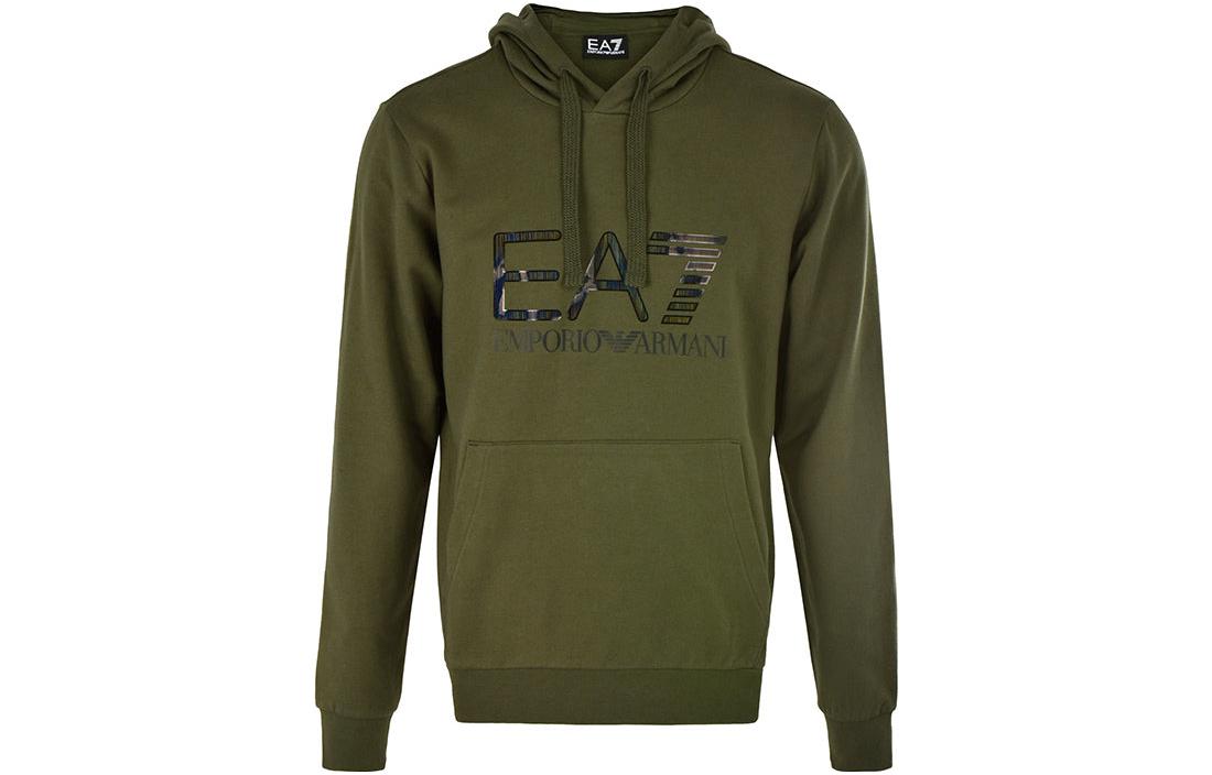 Emporio Armani EA7 SS23 Army Green Letter Print Hoodie 6GPM34-J05Z-1852