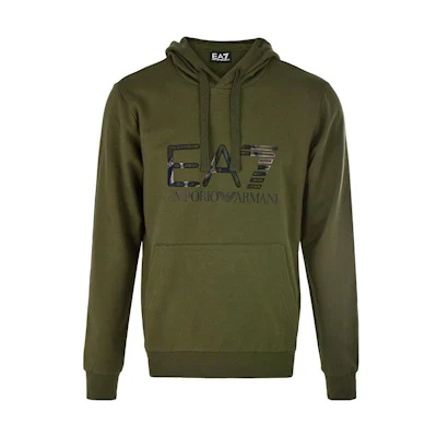 Emporio Armani EA7 SS23 Army Green Letter Print Hoodie 6GPM34-J05Z-1852