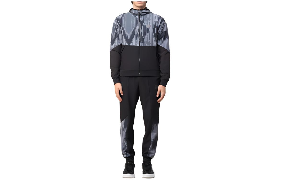 Emporio Armani EA7 SS23 Black Colorblock Zip-up Hoodie 6LPV05-PN6TZ-1200