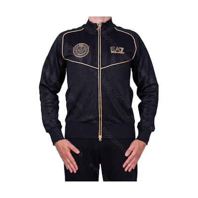 Emporio Armani EA7 SS23 Black Full-Zip Track Jacket for Men 3ZPMA8-PJL3Z-1200