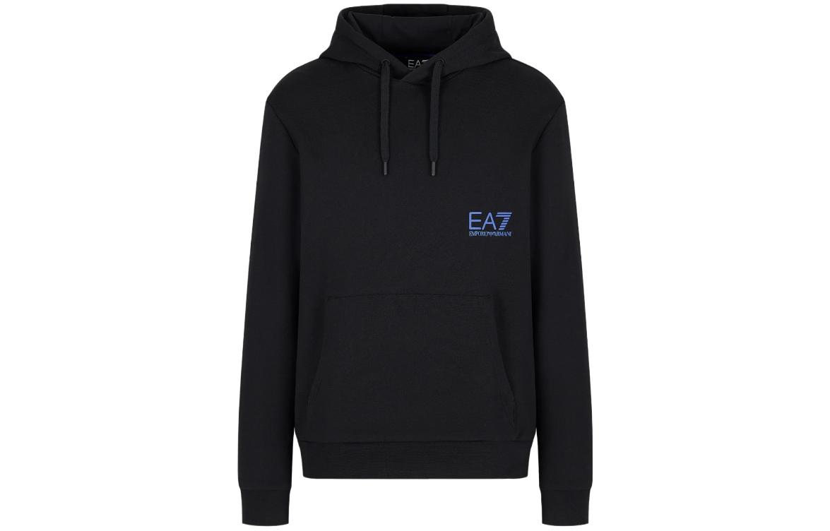 Emporio Armani EA7 SS23 Black Hoodie with Letter Print Design 6RPM10-PJRJZ-1200