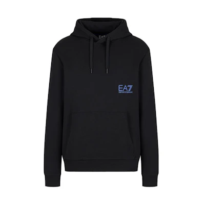 Emporio Armani EA7 SS23 Black Hoodie with Letter Print Design 6RPM10-PJRJZ-1200