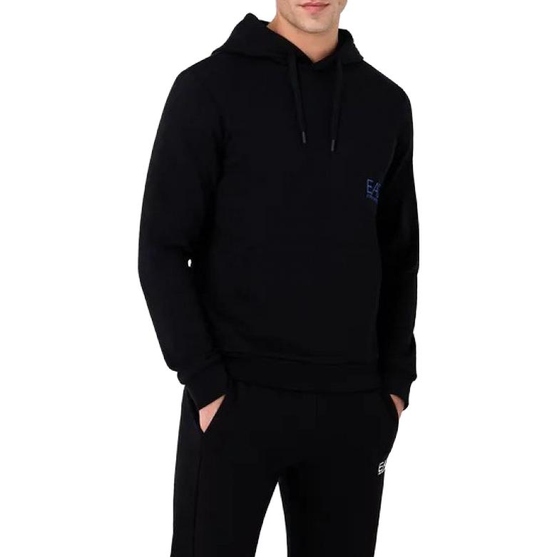 Shop Emporio Armani EA7 SS23 黑色連帽衫 字母印花設計 6RPM10-PJRJZ-1200