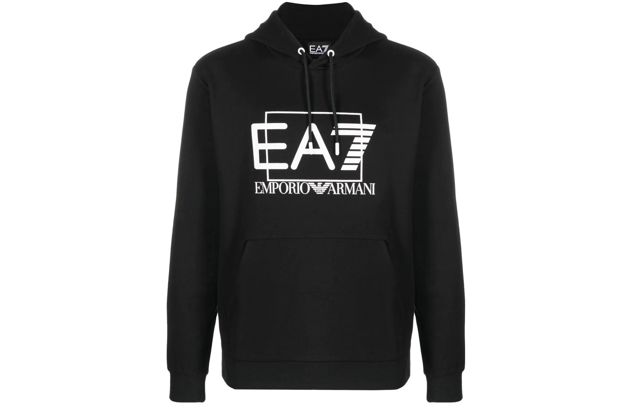 Emporio Armani EA7 SS23 Black Hoodie with Logo Print and Drawstring 3RPM62-PJ05Z-1200 圖 2