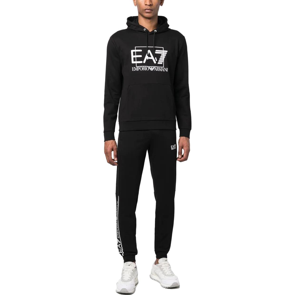 Emporio Armani EA7 SS23 Black Hoodie with Logo Print and Drawstring 3RPM62-PJ05Z-1200 圖 3