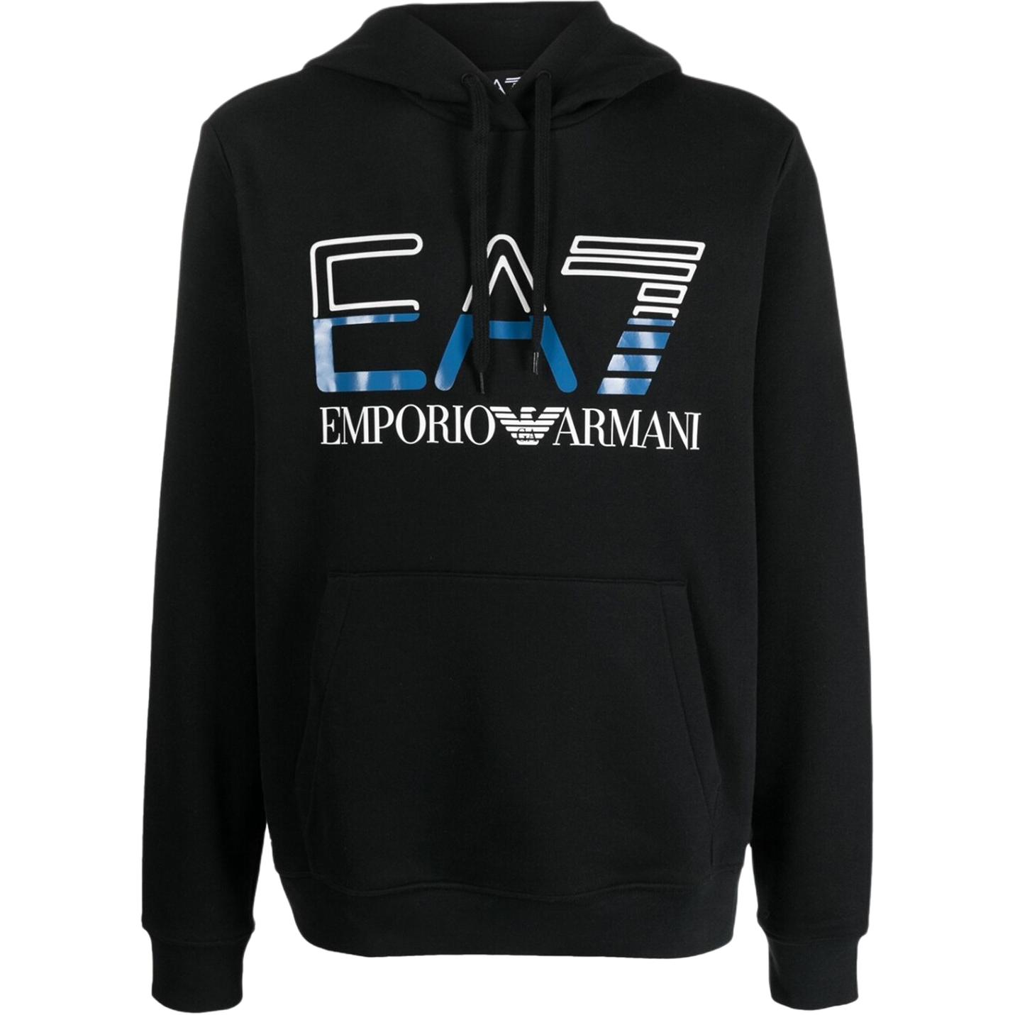 Emporio Armani EA7 SS23 Black Letter Print Hoodie 3RPM13-PJLSZ-1200