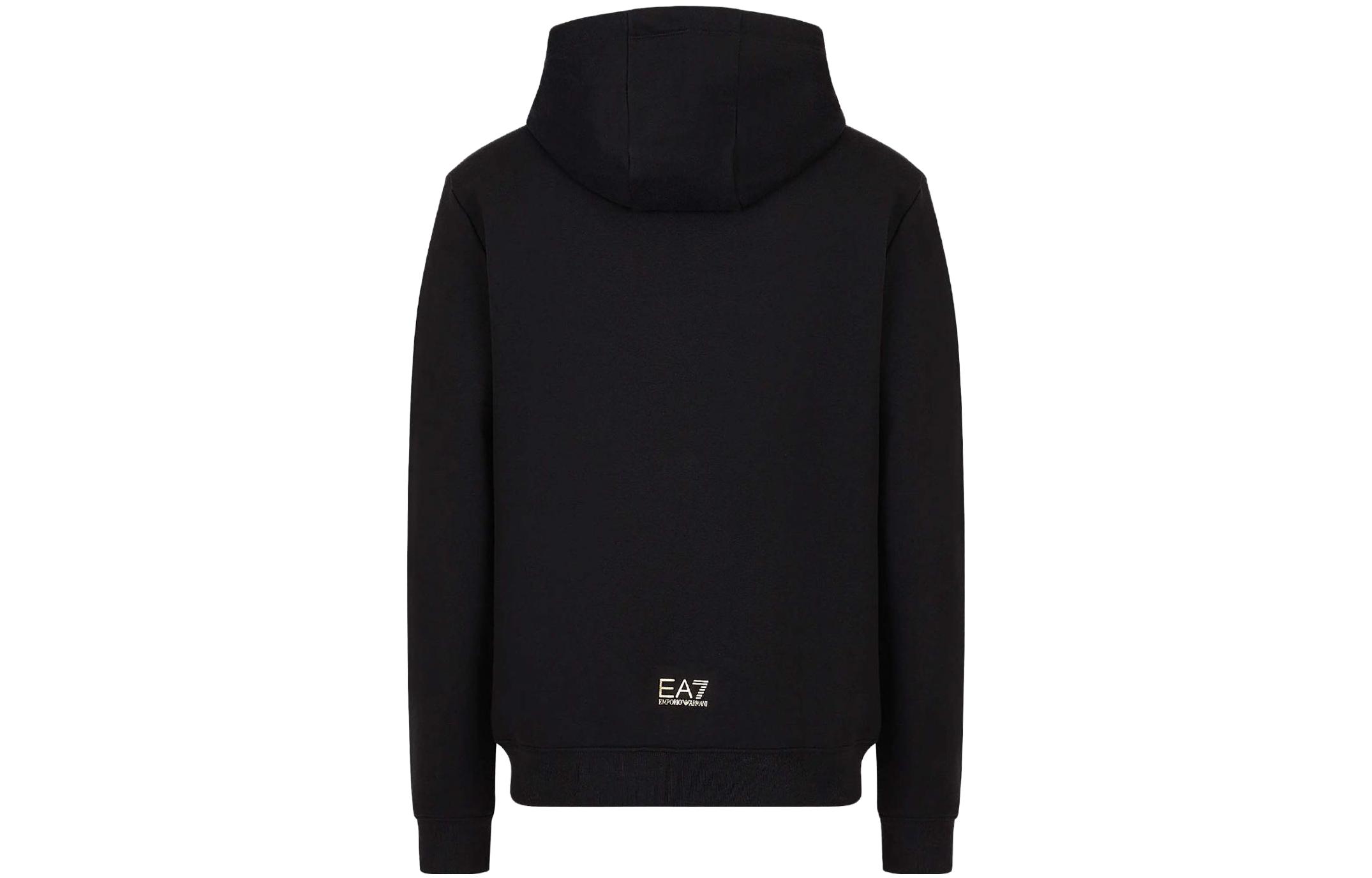 Lookbook Emporio Armani EA7 SS23 Hoodie Hitam Cetakan Huruf 3RPM13-PJLSZ-1200