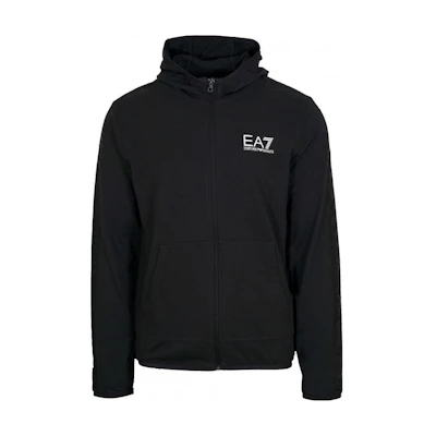 Emporio Armani EA7 SS23 Black Logo Hoodie Loose Fit Long Sleeve 3GPM22-PJ05Z-1200
