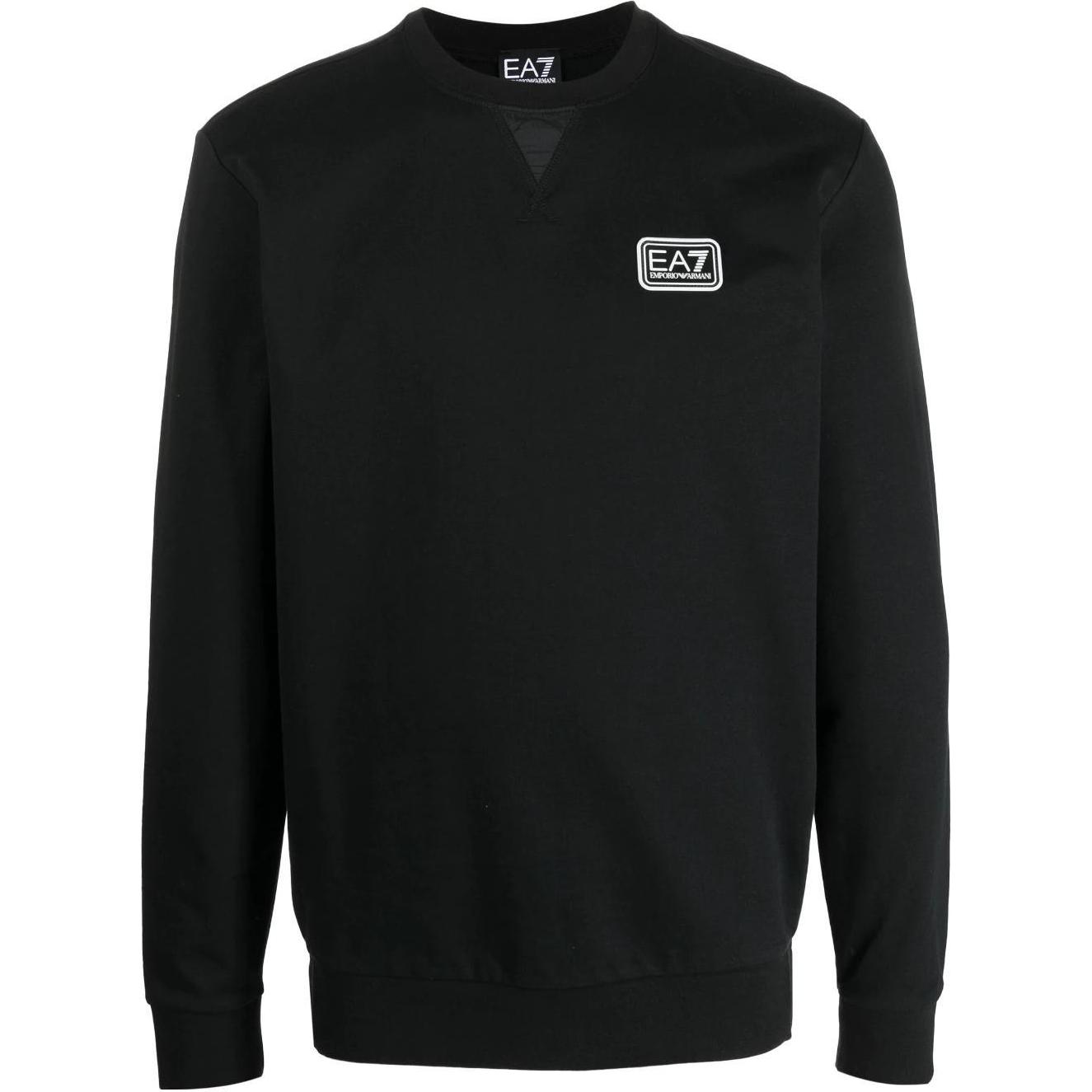 Emporio Armani EA7 SS23 Black Logo Patch Sweatshirt for Men 3RPM26-PJ05Z-0200