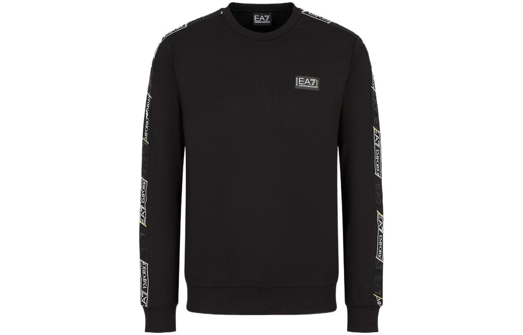 Emporio Armani EA7 SS23 Black Logo Print Crewneck Long Sleeve Sweatshirt 3RPM08-PJ05Z-1200