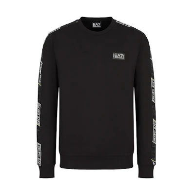 Emporio Armani EA7 SS23 Black Logo Print Crewneck Long Sleeve Sweatshirt 3RPM08-PJ05Z-1200