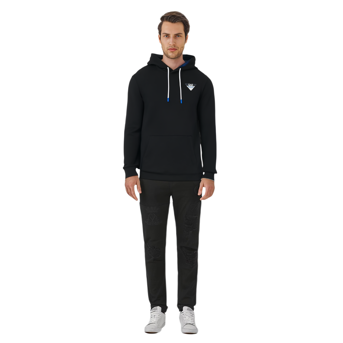 Shop Emporio Armani EA7 Sudadera Negra con Logo SS23 6LPM72-PJEQZ-1200