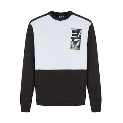 Emporio Armani EA7 SS23 Black Logo Print Oversized Sweatshirt 3RPM54-PJ05Z-1200