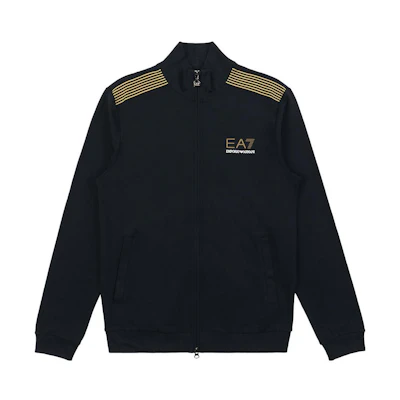 Emporio Armani EA7 SS23 Black Long-Sleeve Jacket with Stripe Detail for Men 274301-4A204-02836
