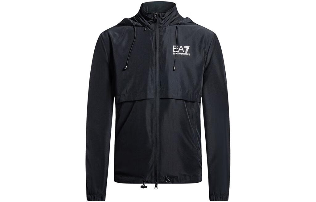 Emporio Armani EA7 SS23 Black Solid Logo Hoodie Jacket 3GPB06-PN28Z-1200