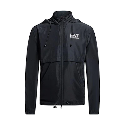 Emporio Armani EA7 SS23 Black Solid Logo Hoodie Jacket 3GPB06-PN28Z-1200