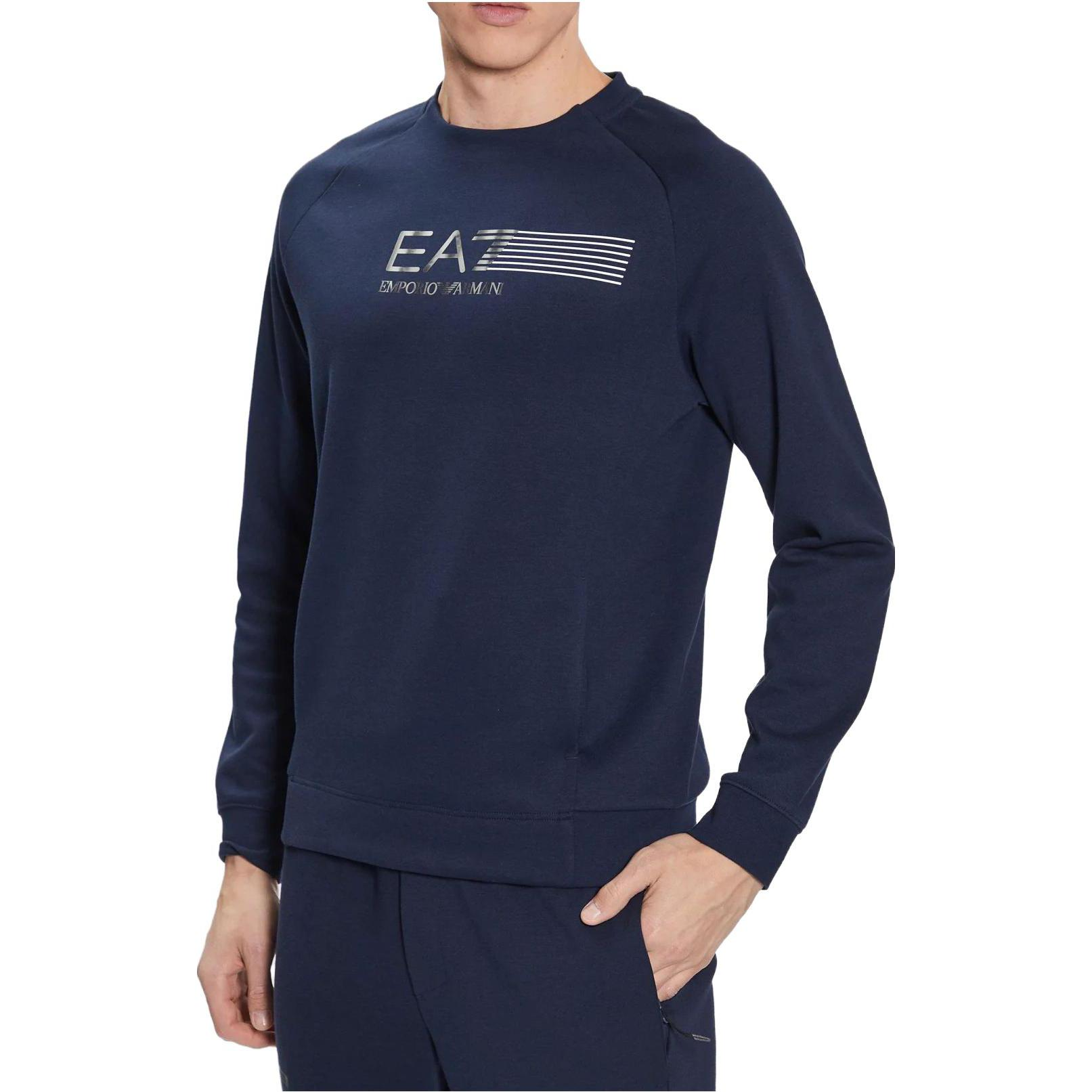 Emporio Armani EA7 SS23 Blue Casual Letter Print Sweatshirt 3RPM41-PJMBZ-1554