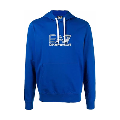 Emporio Armani EA7 SS23 Blue Hoodie with Letter Print Design 3LPM62-PJ05Z-1597