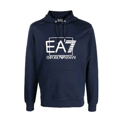 Emporio Armani EA7 SS23 Blue Hoodie with Logo Print 3RPM62-PJ05Z-1554