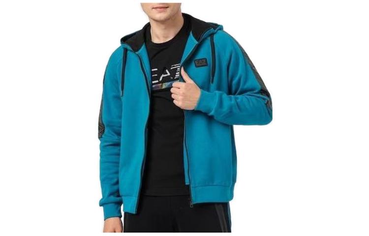 Emporio Armani EA7 SS23 Blue Solid Zip-Up Hoodie 6LPM47-PJ07Z-1572