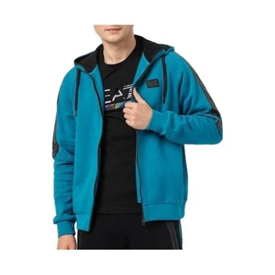 Emporio Armani EA7 SS23 Blue Solid Zip-Up Hoodie 6LPM47-PJ07Z-1572