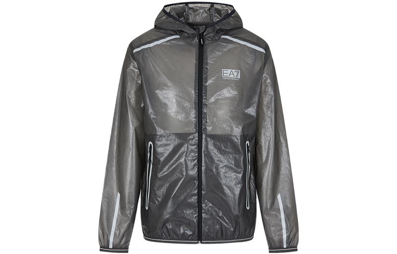 Emporio Armani EA7 SS23 Colorblock Logo Hooded Bomber Jacket - Black 3RPB02-PNCOZ-1997