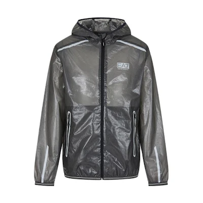 Emporio Armani EA7 SS23 Colorblock Logo Hooded Bomber Jacket - Black 3RPB02-PNCOZ-1997