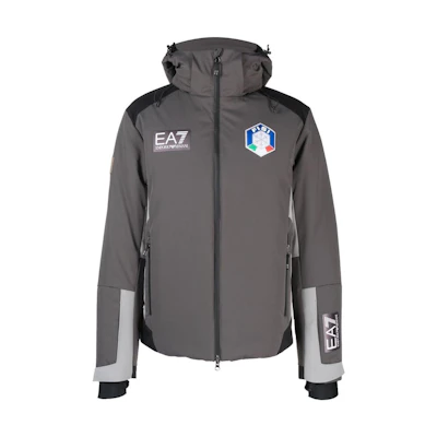 Emporio Armani EA7 SS23 Dark Gray Graphic Zip-Up Hoodie Jacket 6LPG2F-PNCJZ-0960