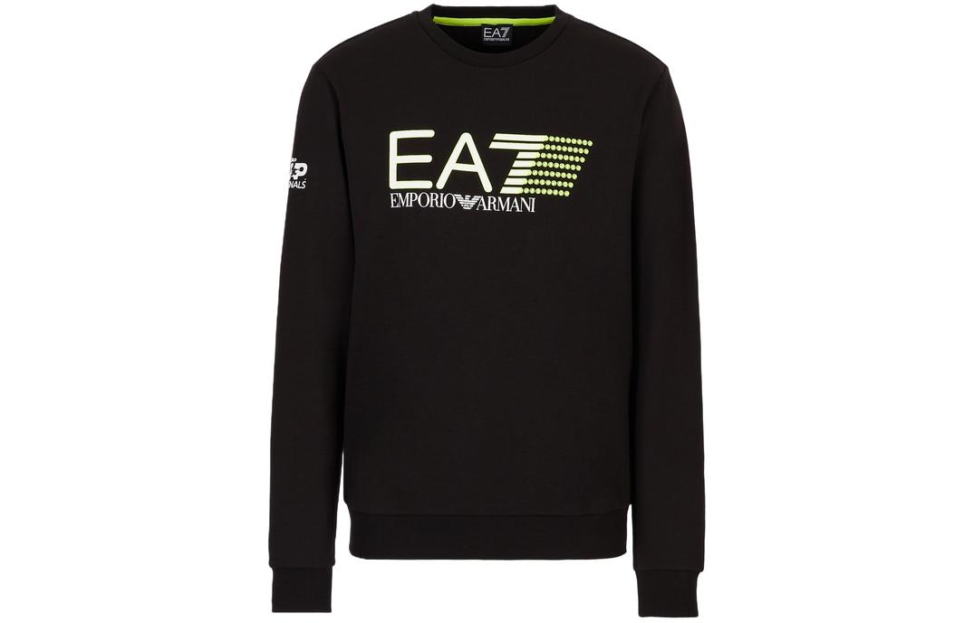 Emporio Armani EA7 SS23 Fluorescent Logo Crewneck Sweatshirt Black Men’s 3RPMT2-PJ9FZ-1200
