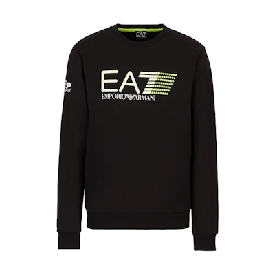 Emporio Armani EA7 SS23 Fluorescent Logo Crewneck Sweatshirt Black Men’s 3RPMT2-PJ9FZ-1200