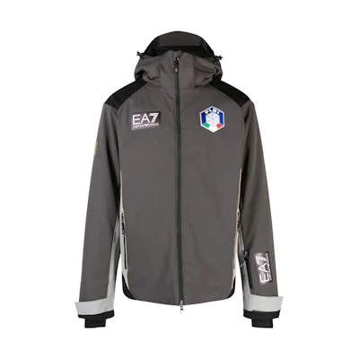 Emporio Armani EA7 SS23 Graphic Zip Hoodie Jacket Men’s Gray 6LPG1F-PNCJZ-0960