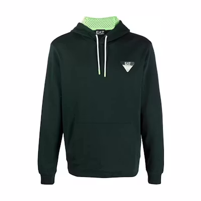 Emporio Armani EA7 SS23 Green Solid Color Logo Print Sweatshirt 6LPM72-PJEQZ-1860