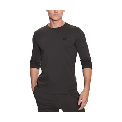 Emporio Armani EA7 SS23 Grey Crewneck Sweatshirt with Logo Print 8NPT55-PJM5Z-1997