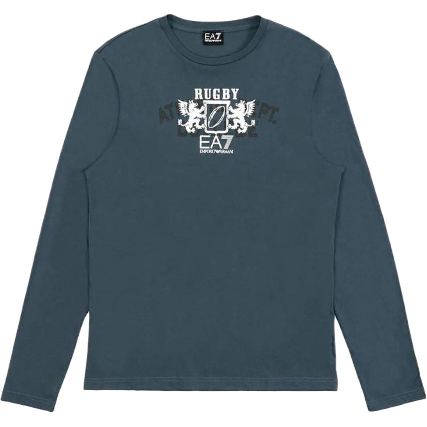 Emporio Armani EA7 SS23 Grey Pullover Sweatshirt with Logo Print 273692-4A241-04349