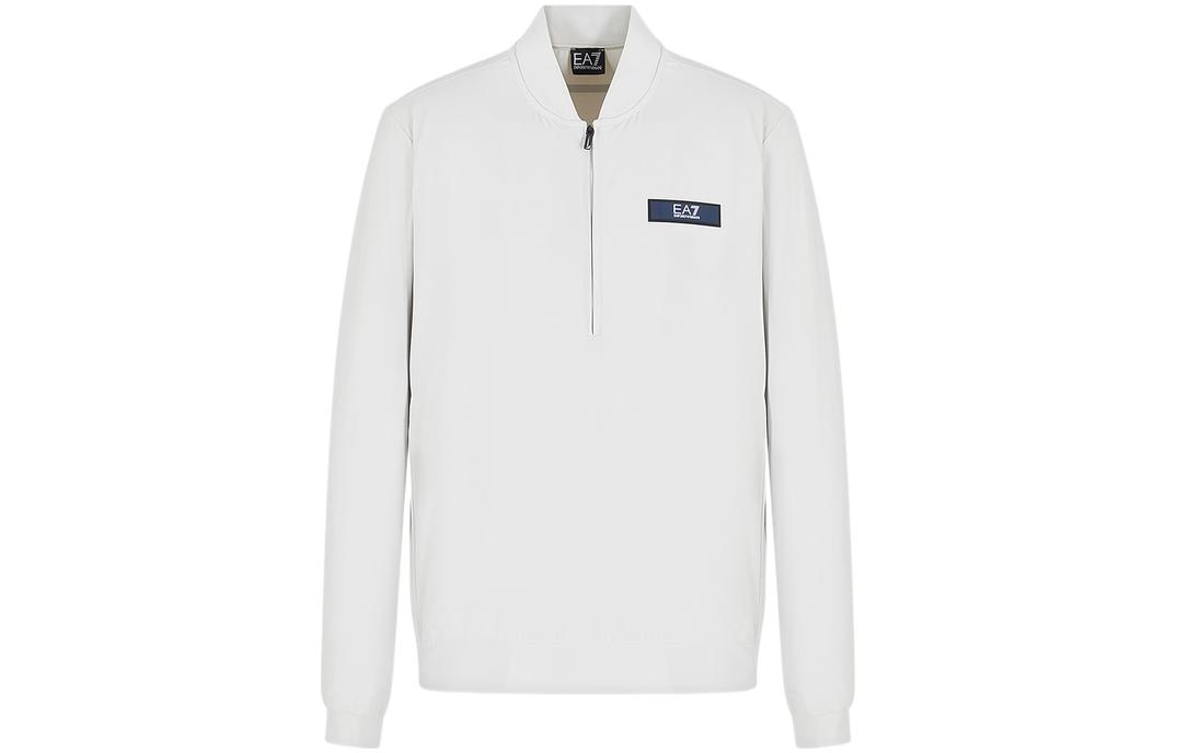 Emporio Armani EA7 SS23 Half-Zip Baseball Collar Sweatshirt Men Stone White 3RPM35-PJMWZ-1941