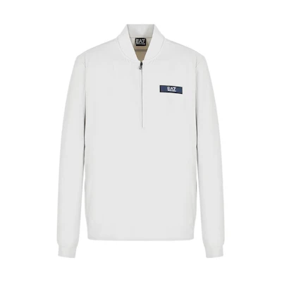 Emporio Armani EA7 SS23 Half-Zip Baseball Collar Sweatshirt Men Stone White 3RPM35-PJMWZ-1941