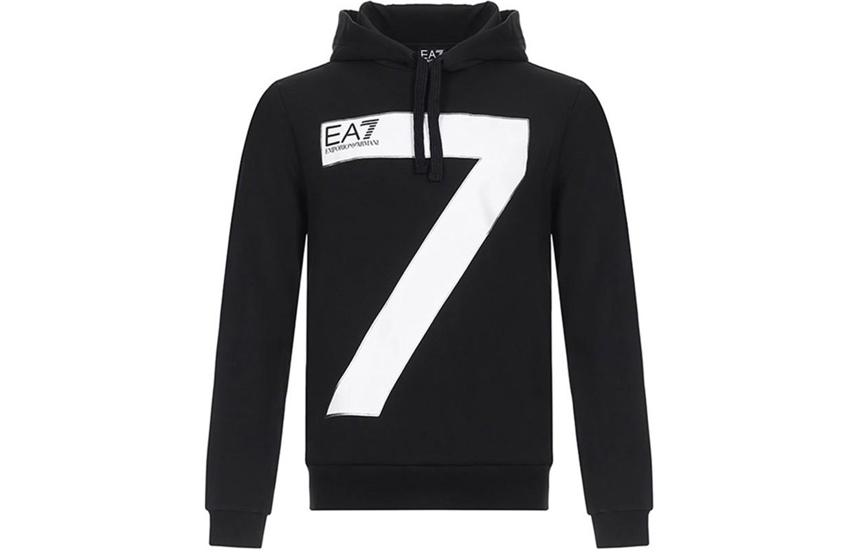 Emporio Armani EA7 SS23 Hoodie Black with Logo Print 6ZPM49-PJ07Z-1200