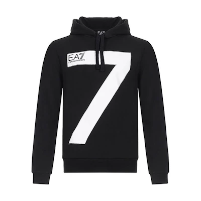 Emporio Armani EA7 SS23 Hoodie Black with Logo Print 6ZPM49-PJ07Z-1200