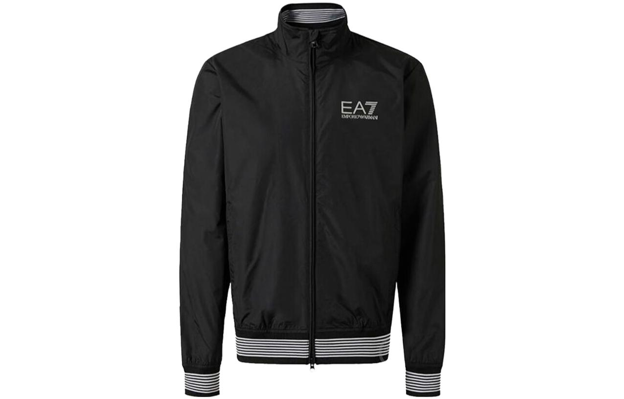 Emporio Armani EA7 SS23 Letter Print Zip-Up Jacket Black Menswear 6YPB28-PN27Z-1200