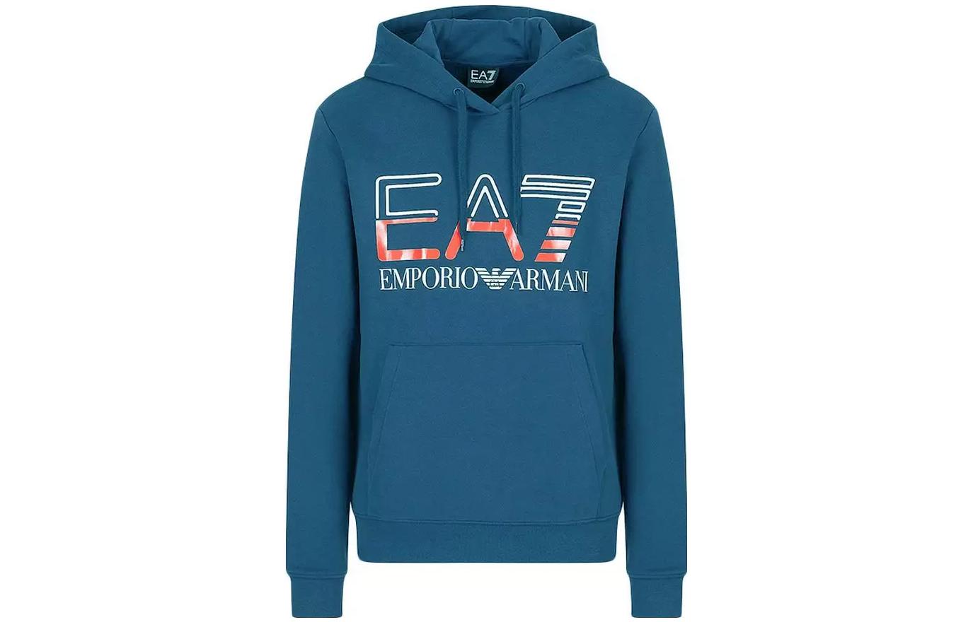 Emporio Armani EA7 SS23 Logo Blue Casual Hoodie 3RPM13-PJLSZ-1534