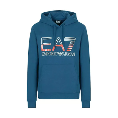 Emporio Armani EA7 SS23 Logo Blue Casual Hoodie 3RPM13-PJLSZ-1534