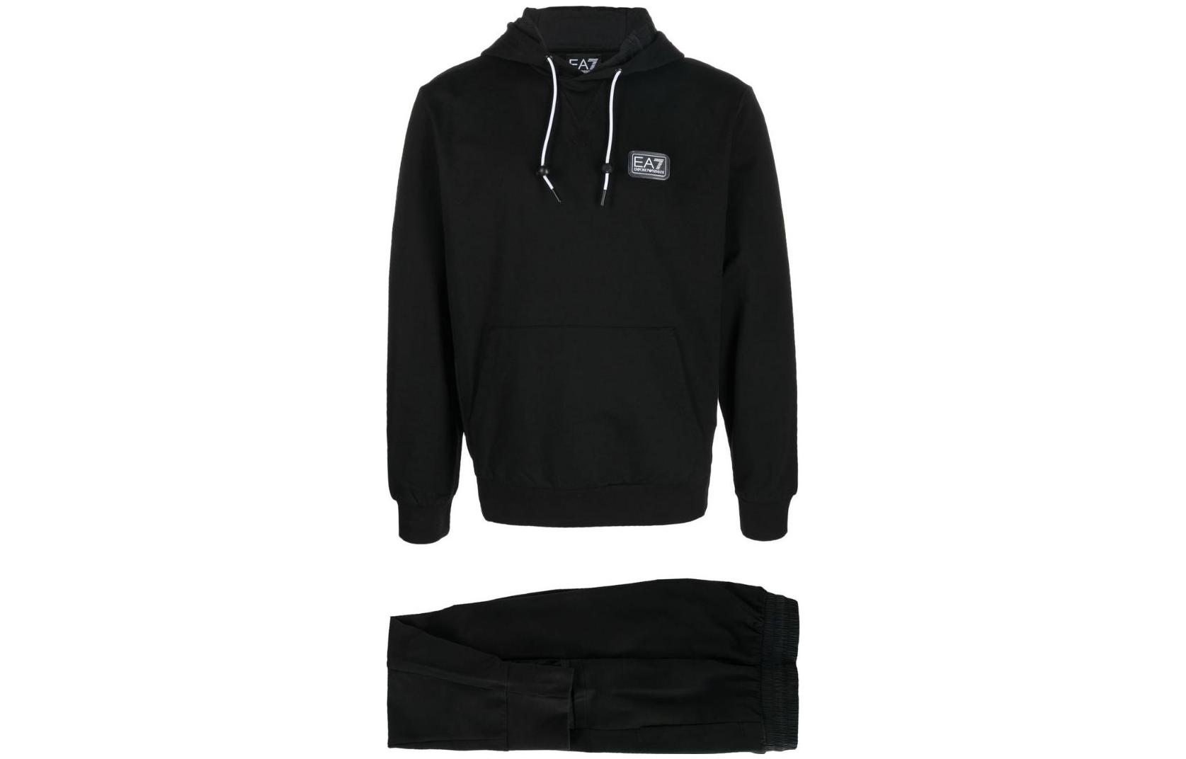 Emporio Armani EA7 SS23 Logo Hoodie & Sweatpants Set Men’s Black 3RPV55-PJ05Z-1200