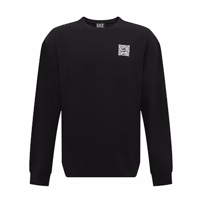 Emporio Armani EA7 SS23 Logo Print Crewneck Sweatshirt Black 3RUM14-PJNWZ-1200